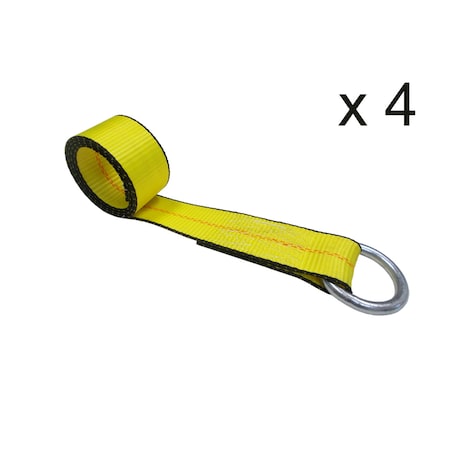 Tie 4 Safe 2" x 10' Lasso Strap w/ O Ring WLL: 3,333 lbs. , PK4 TWS21-510-W9-Y-4